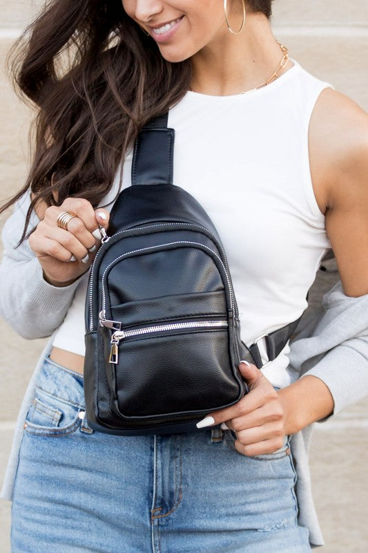 Vegan Leather Exterior Essential Sling Bag