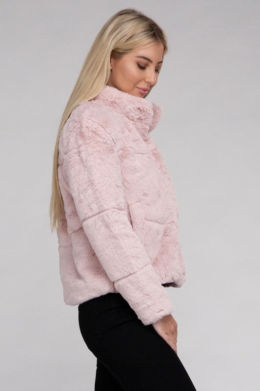 Fluffy Zip-Up Sweater Cozy Jacket