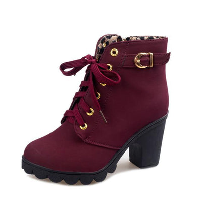 Cross Strap Ankle Boots - Edgy Buckle Combat Booties