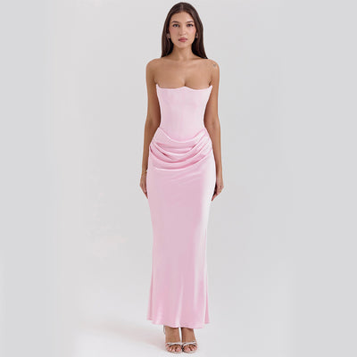 Slim-fit Bandeau Tube Top Long Sexy Backless Party Evening Dress