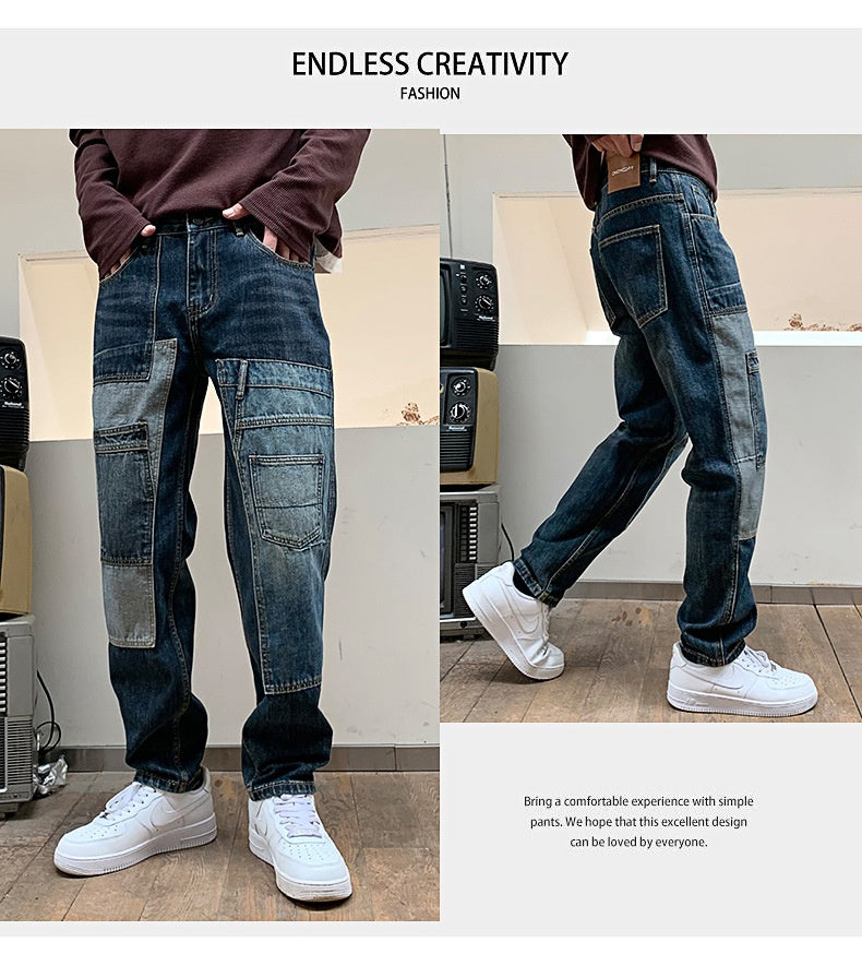 Multi-Pocket Dad Jeans Men - Loose Fit Cargo Style - Fashions Envy