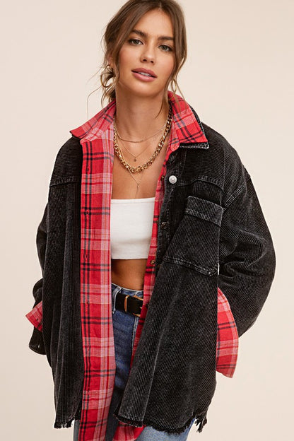 Oversized Fit Corduroy Daisy Jacket