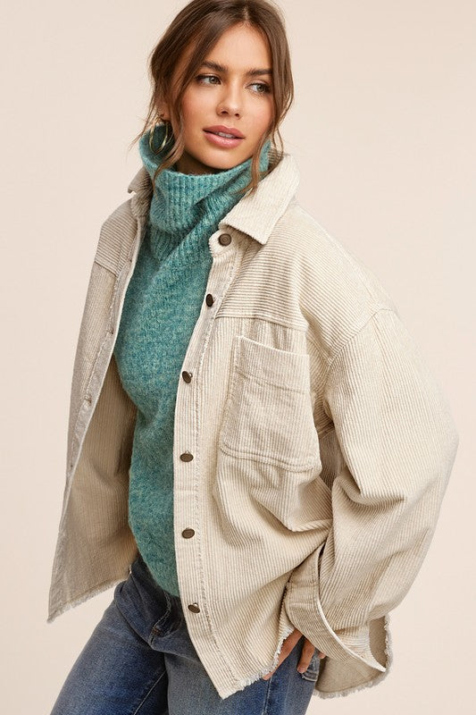 Oversized Fit Corduroy Daisy Jacket