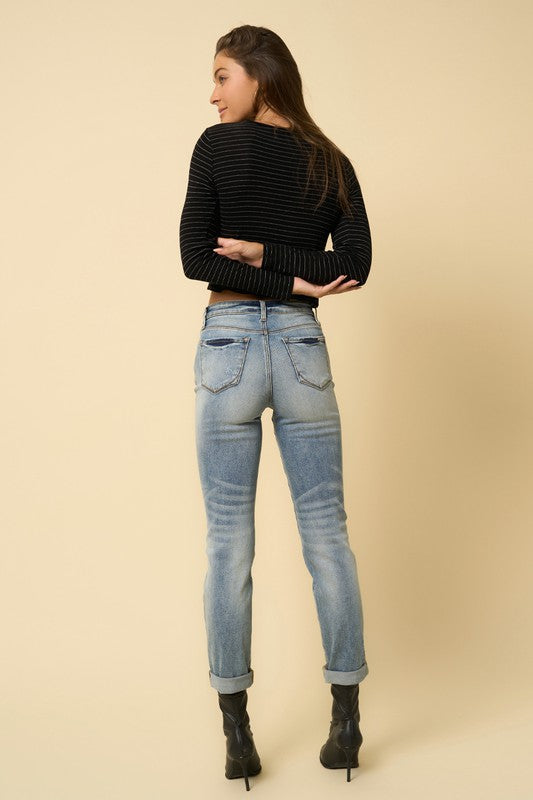 High Rise Girlfriend Stretch Denim Jeans