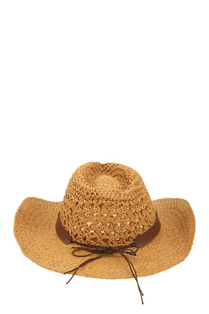 Cowboy Style Beaded Straw Hat