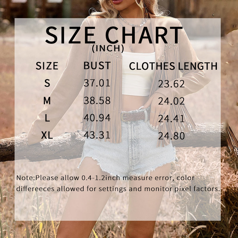 Western Suede Cowgirl Tassel Fringe Country Concert Jacket