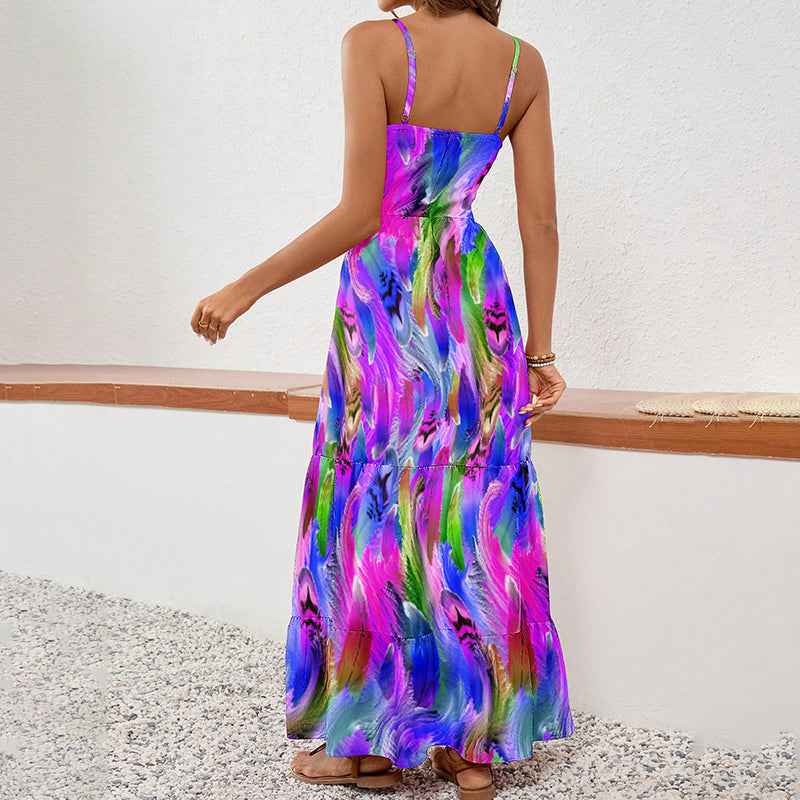 Sleeveless Boho Maxi Dress - Spaghetti Strap Floral Sundress