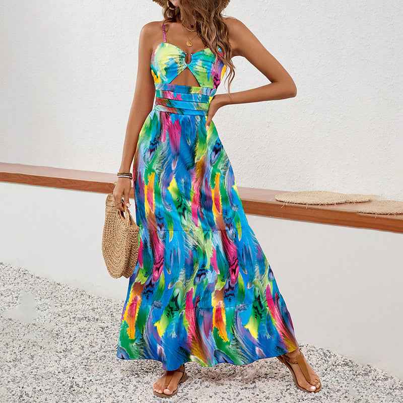 Sleeveless Boho Maxi Dress - Spaghetti Strap Floral Sundress