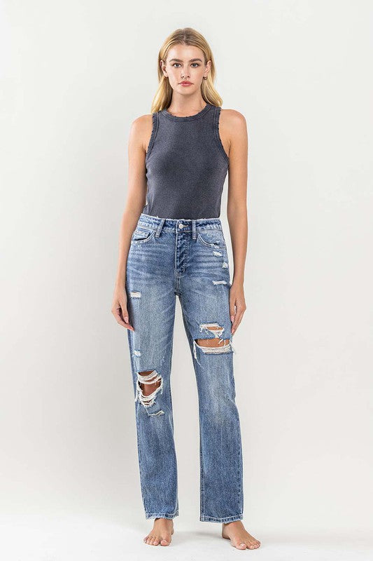 90'S Vintage Slim Straight Distresed Jeans