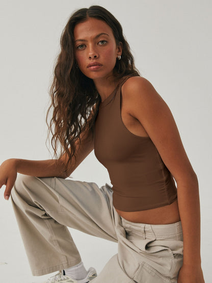 Round Neck Cropped Tank - Fashions Envy