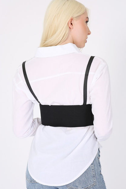 Black Underbust Shoulder Strap Corset Belt