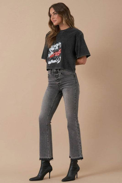 High-Rise Cropped Boot-Cut Dark Wash Jeans - Fashions Envy