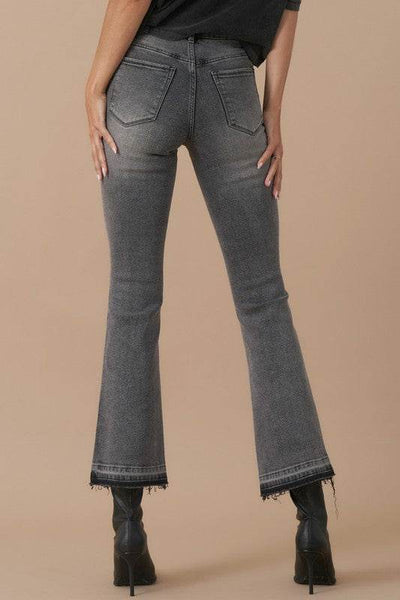 High-Rise Cropped Boot-Cut Dark Wash Jeans - Fashions Envy