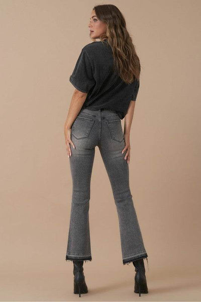 High-Rise Cropped Boot-Cut Dark Wash Jeans - Fashions Envy