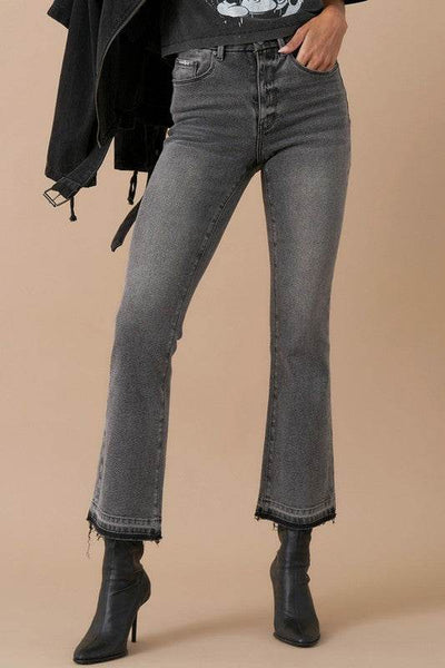 High-Rise Cropped Boot-Cut Dark Wash Jeans - Fashions Envy