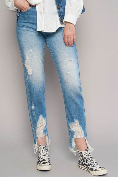 High-Rise Cropped Boyfriend Jeans with Ripped Details - Fashions Envy