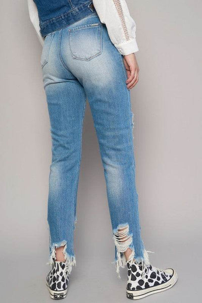 High-Rise Cropped Boyfriend Jeans with Ripped Details - Fashions Envy