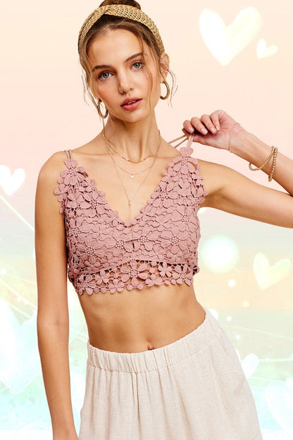 Crochet Lace Cropped Sleeveless Bralette Top