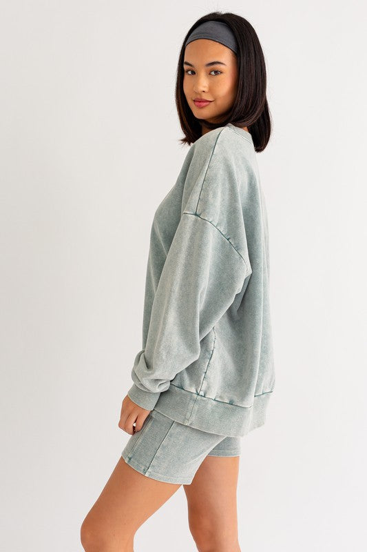 Sage Washed Oversized Pullover Sweatshirt