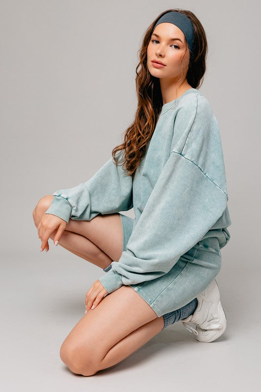 Sage Washed Oversized Pullover Sweatshirt