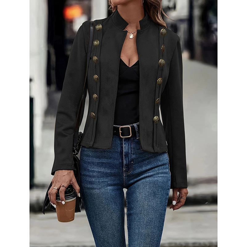 Women's Faux Suede Notch Lapel Open Front Blazer