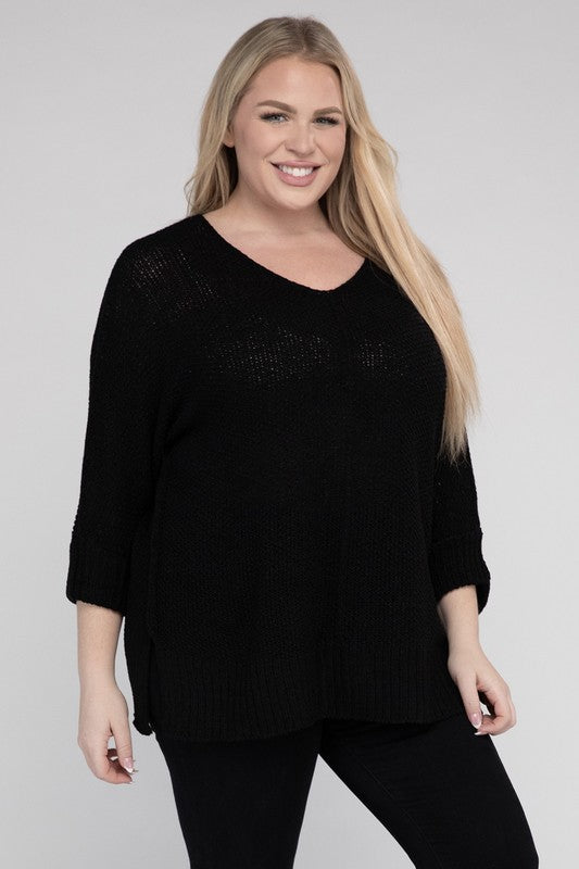 Plus Size Crew Neck Knit Sweater