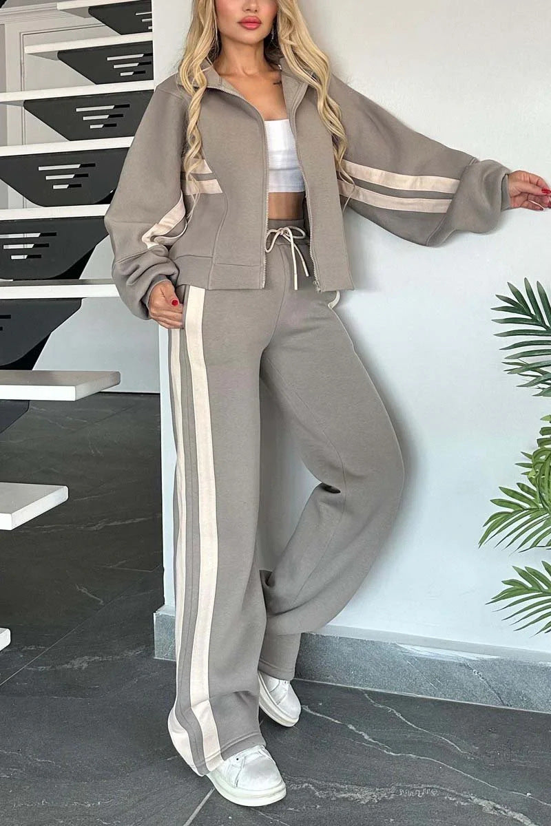 Y2K Striped Casual Sports Suit - Chic Athleisure Wear