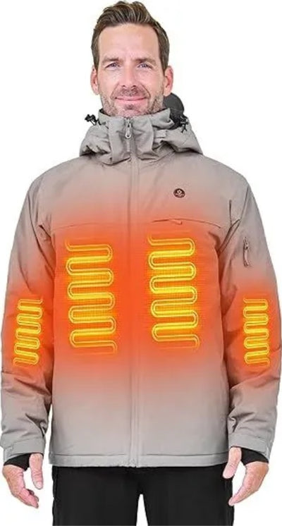 Heated Ski Jacket - 12V Battery 5 Zone Men's Winter Coat - Fashions Envy