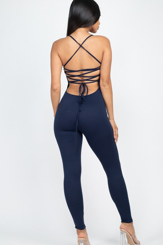 Super Soft Criss-Cross Open Back Bodycon Jumpsuit