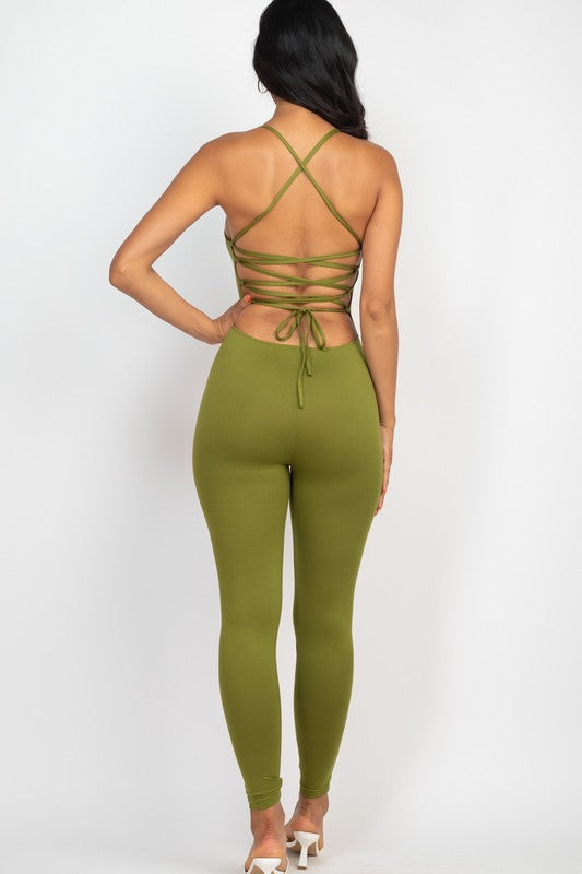 Super Soft Criss-Cross Open Back Bodycon Jumpsuit