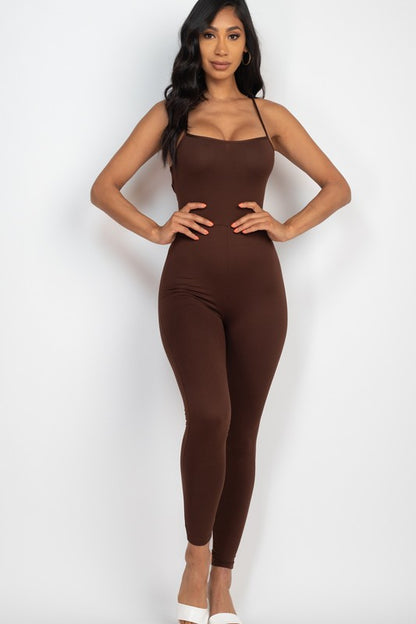 Super Soft Criss-Cross Open Back Bodycon Jumpsuit