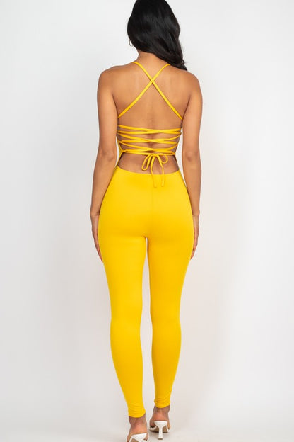 Super Soft Criss-Cross Open Back Bodycon Jumpsuit