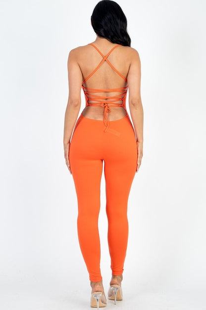 Super Soft Criss-Cross Open Back Bodycon Jumpsuit