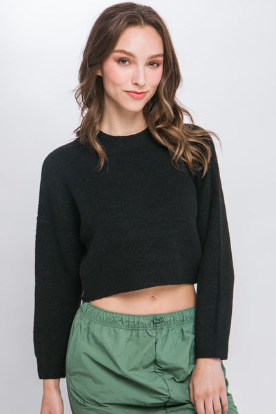 Oversized Wool Blend Cropped Sweater