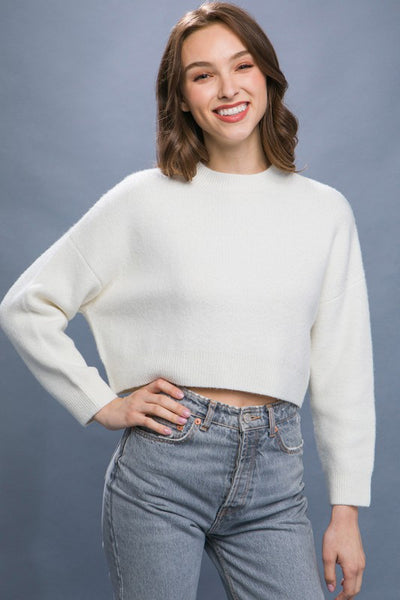 Oversized Wool Blend Cropped Sweater