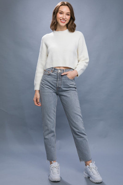 Oversized Wool Blend Cropped Sweater