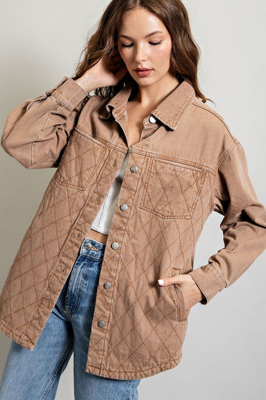 Quilted Button Down Casual Jacket