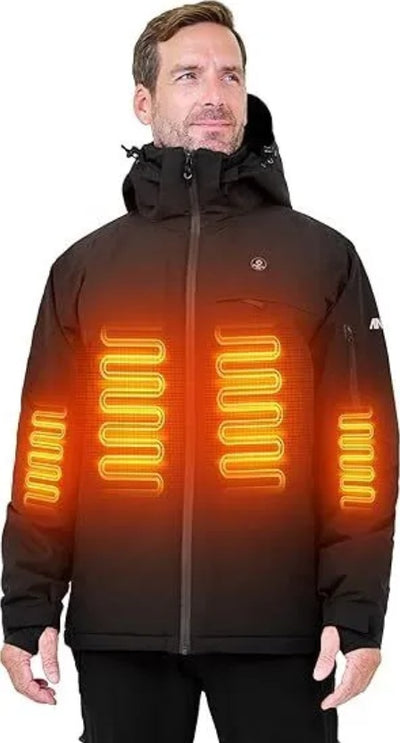 Heated Ski Jacket - 12V Battery 5 Zone Men's Winter Coat - Fashions Envy