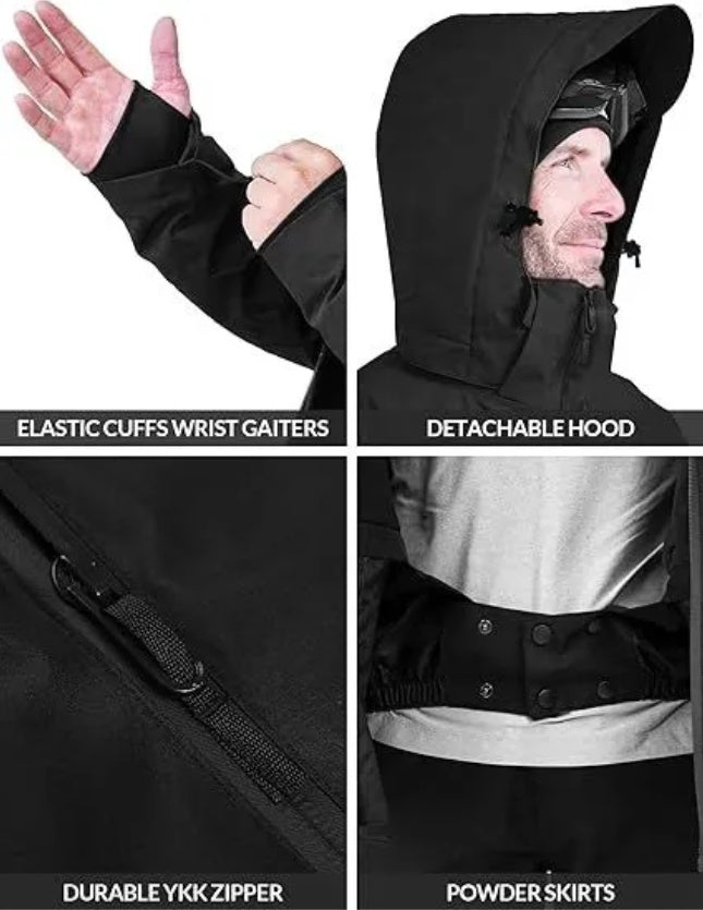Heated Ski Jacket - 12V Battery 5 Zone Men's Winter Coat - Fashions Envy