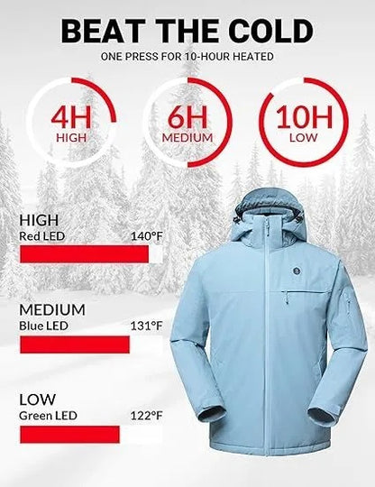 Heated Ski Jacket - 12V Battery 5 Zone Men's Winter Coat - Fashions Envy