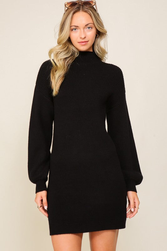 Ribbed Casual Long Sleeve Sweater Dress