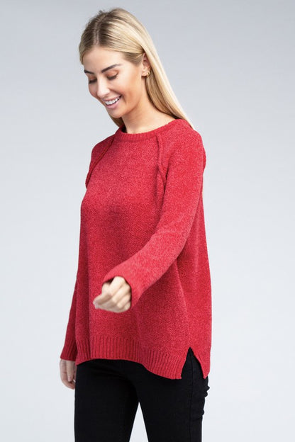 Raglan Cozy Chenille Long Sleeve Sweater