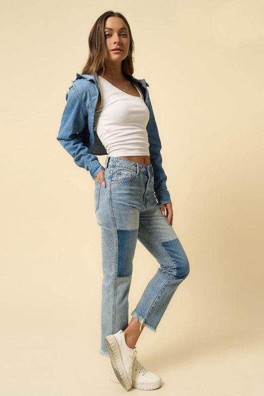 High-Rise Straight Medium Wash Jeans - Fashions Envy