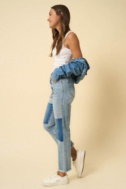 High-Rise Straight Medium Wash Jeans - Fashions Envy