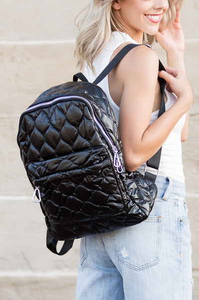 Jade Metallic Puffer Backpack - Fashions Envy