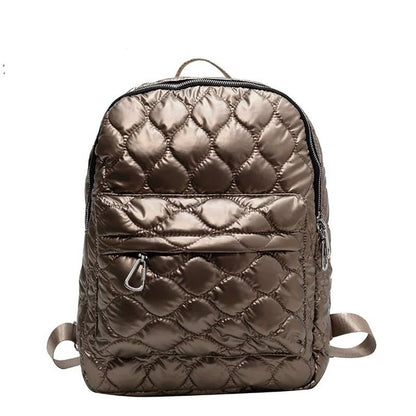 Jade Metallic Puffer Backpack