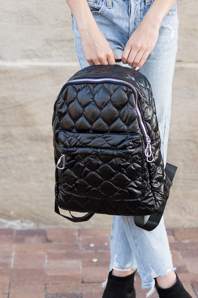 Jade Metallic Puffer Backpack - Fashions Envy