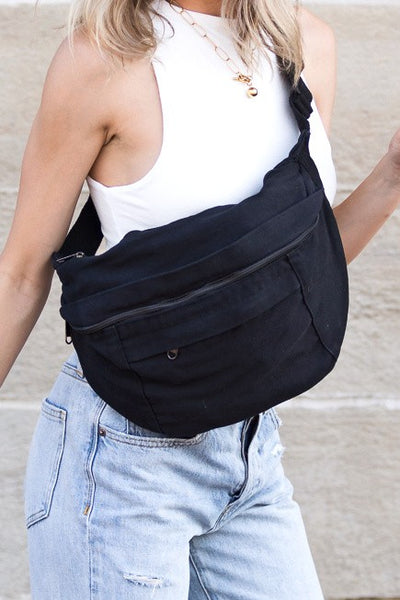 London Oversize Canvas Crescent Sling - Fashions Envy