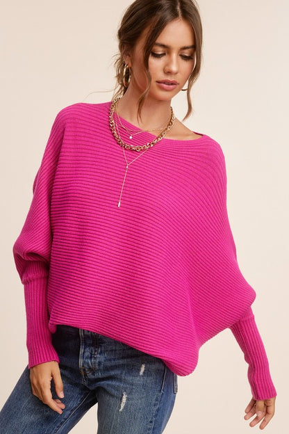 Ribbed Knit Bubble Sleeve Mae Cozy Sweater