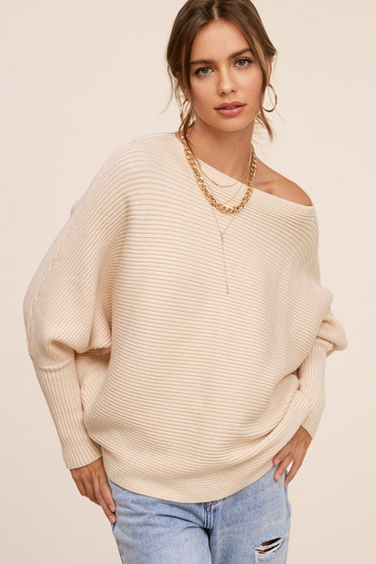 Ribbed Knit Bubble Sleeve Mae Cozy Sweater